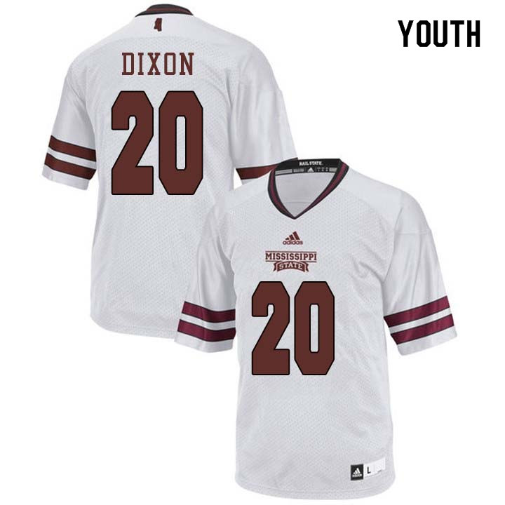Youth #20 Taury Dixon Mississippi State Bulldogs College Football Jerseys Sale-White